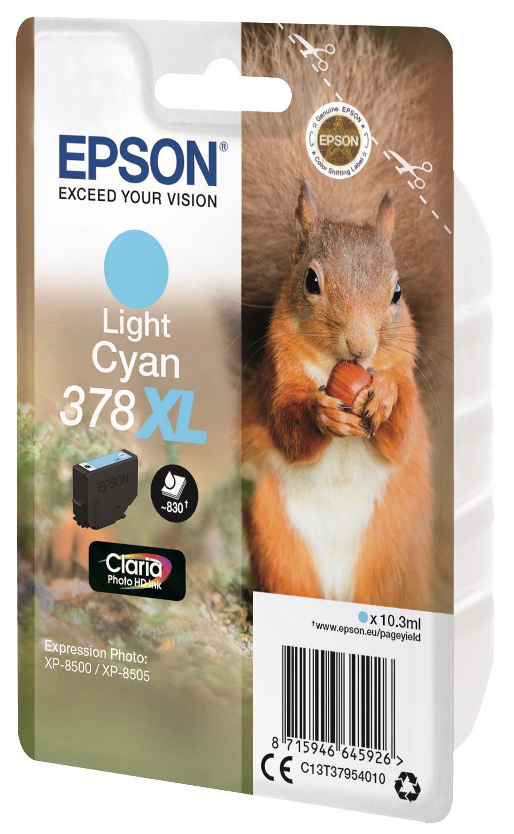 Epson 378 Black Squirrel Genuine, Claria Photo HD Ink Cartridge, Standard Capacity