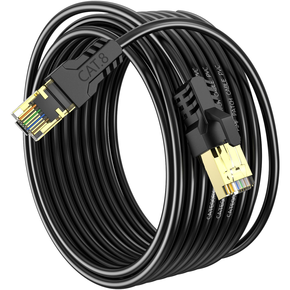 Cat 8 Ethernet Cable 0.5M, High Speed 40Gbps 2000Mhz Internet Cable, Lan Cable with Gold Plated RJ45 Connector,Weatherproof Outdoor&Indoor,for/PC/Modem/Router/Gaming, Faster Than Cat7/Cat6/Cat5