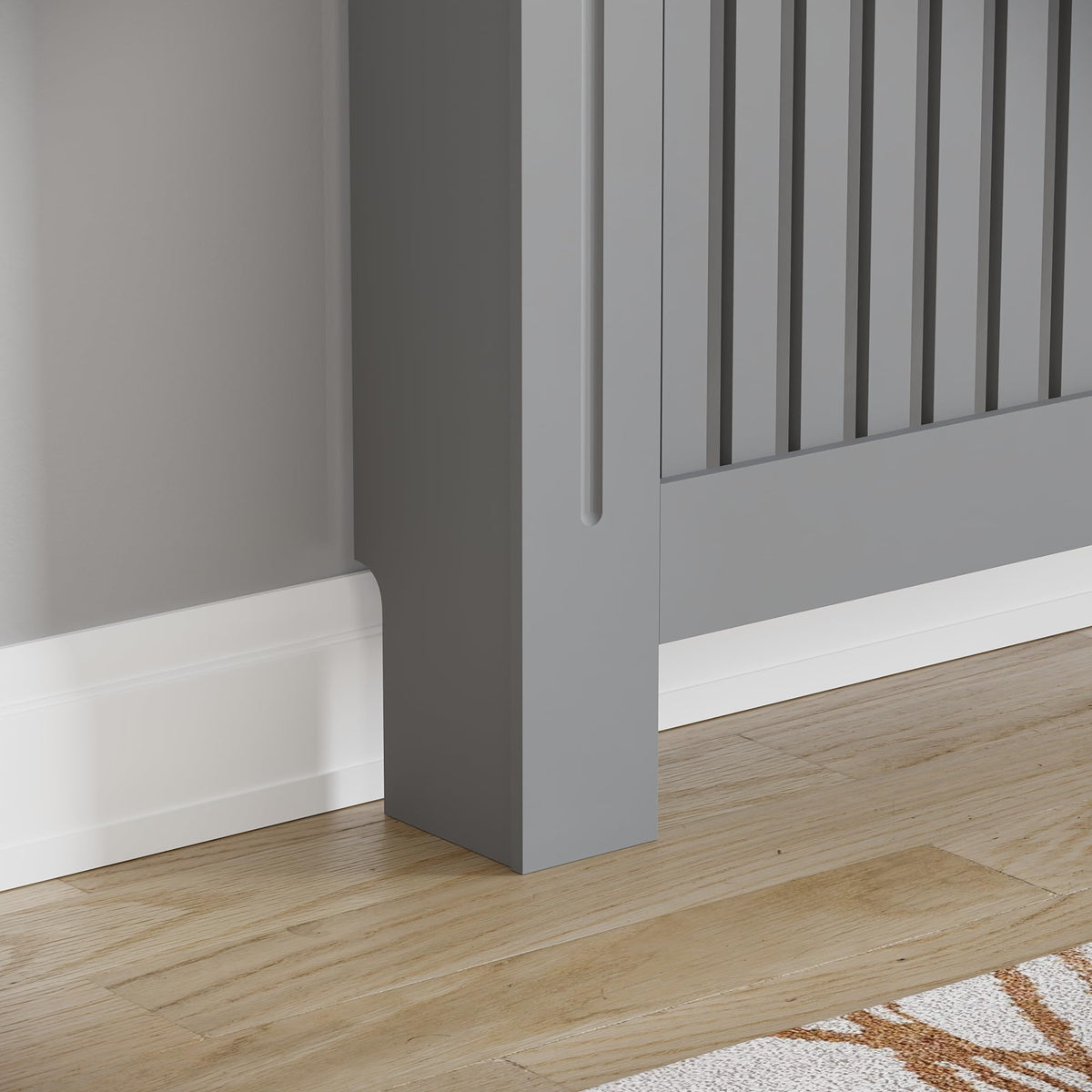 Vida Designs Chelsea Radiator Cover White - Medium - Modern Vertical Slat Design For Optimal Heat Circulation - H82xW111xD19cm - Painted MDF Cabinet Ideal For Living Room & Hallway
