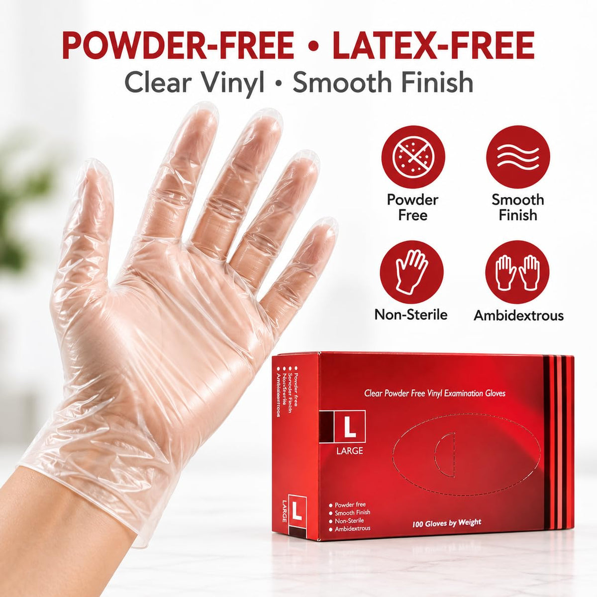 1ABOVE 100 Clear Vinyl Disposable Gloves Small, Powder-Free Latex-Free Ambidextrous Gloves for Food Handling Except Fatty Foods, Cleaning, Hairdressing, Beauty & Everyday Tasks