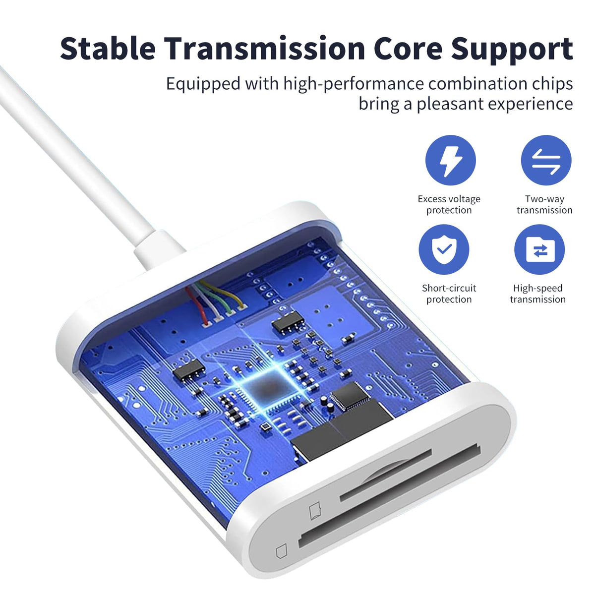 La Brodée SD Card Reader for iPhone iPad, Lightning+USB C Camera Adapter