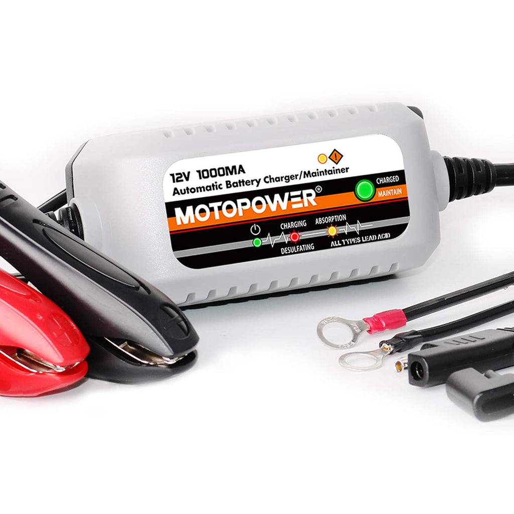 MOTOPOWER MP00205A 12V 800mA Fully Automatic Battery Charger/Maintainer - UK Plug