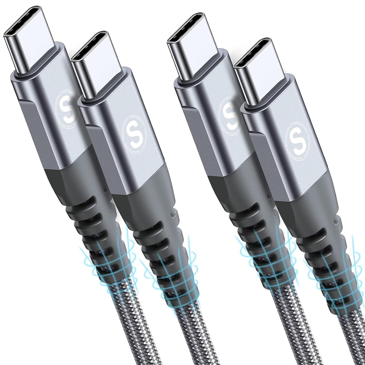 2-Pack 3m 60W USB C to USB C Charger Cable, PD Type C Super Fast Charging for iPhone 16 15 MacBook iPad Pro, Samsung Flip Fold 7 6 5 S25 S24 S23 Ultra, Steam Deck, Nintendo Switch etc