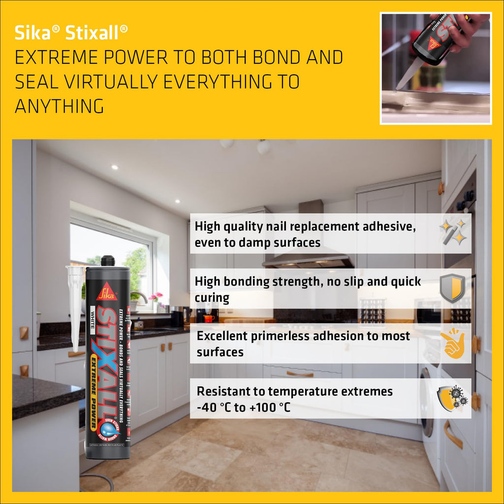 Sika Stixall Extreme Power Sealant And Adhesive, Crystal Clear, 290ml
