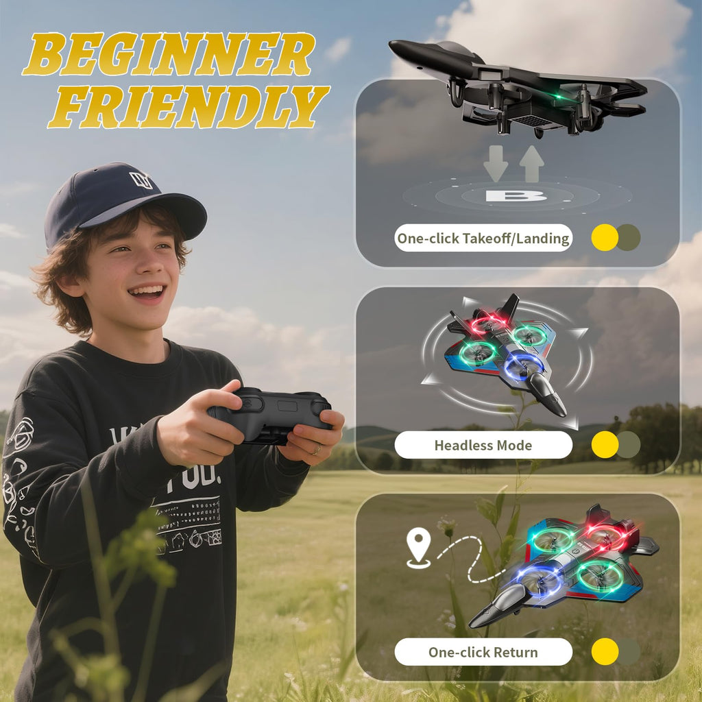 RC Planes Remote Control Airplanes Drones for Kids Adults,Black,3Batteries