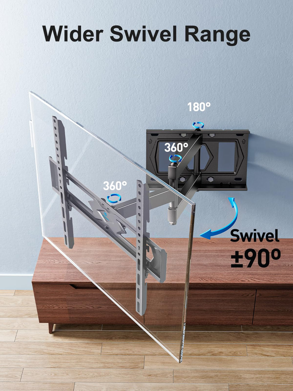 PERLESMITH TV Wall Bracket, Swivel Tilt Wall Mount for 26-70 Inch Flat & Curved TVs up to 45kg, Max. VESA 400x400mm