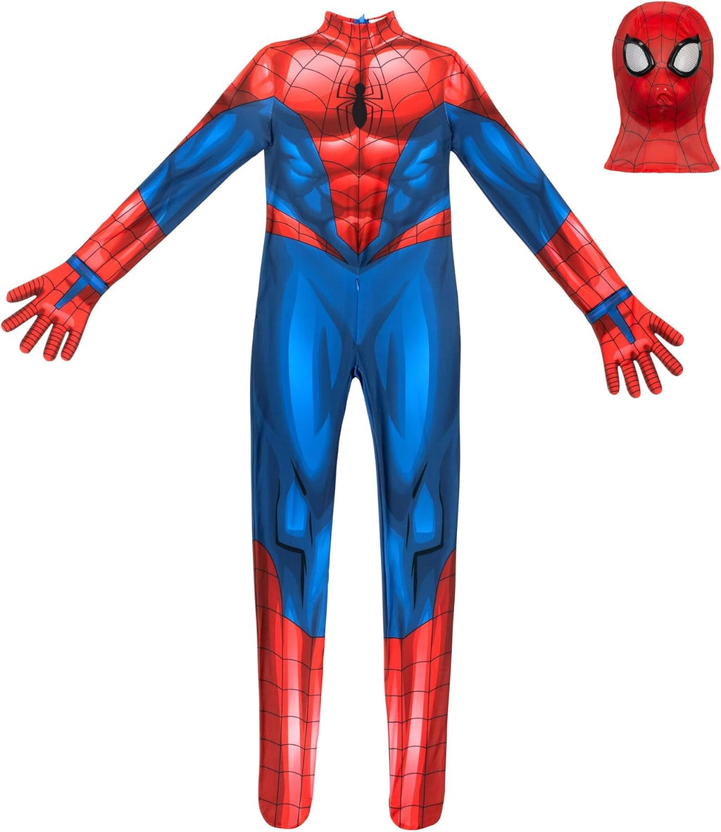 Marvel Spider-Man Official Youth Deluxe Zentai Costume - Deluxe Two-Way Stretch Spandex with Invisible Zippers and Wrist Openings for Added Convenience (M)