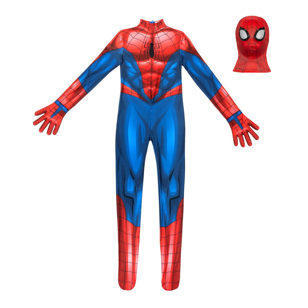 Marvel Spider-Man Official Youth Deluxe Zentai Costume - Deluxe Two-Way Stretch Spandex with Invisible Zippers and Wrist Openings for Added Convenience (M)