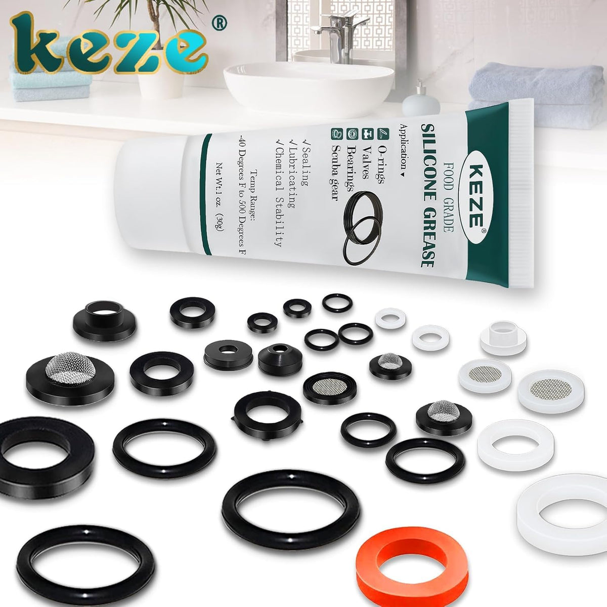 KEZE Grease Ceramic Brake Lube Automotive Heat Resistant, Rust Corrosion Protection Moisture-Proof Stop Squeal Synthetic Pin Grease for Bushing Caliper Pin Brake Pad,30g Each, 1-Pack