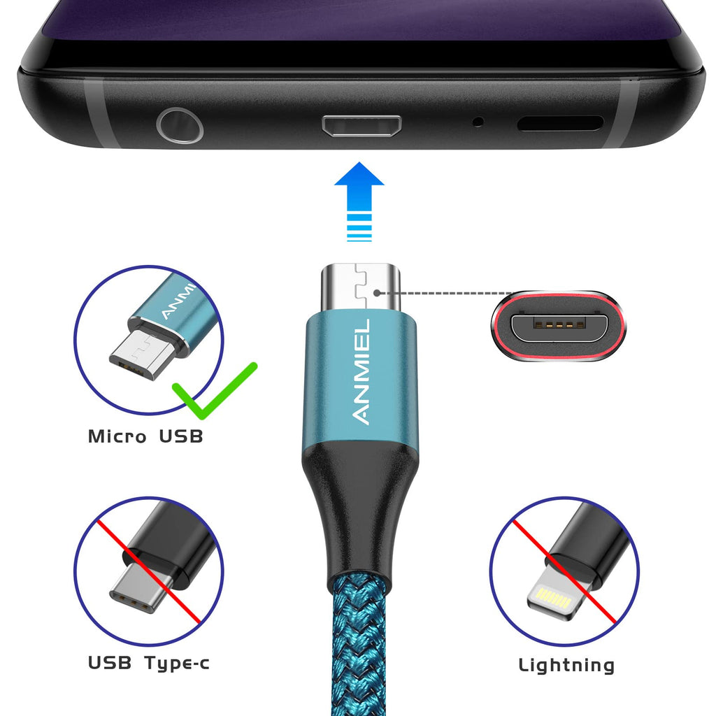 Long Micro USB Cable 10ft Android Charger Cable Durable Fast Phone Charger Cord Android Charging Cable for Samsung Galaxy S7 S6 S7 Edge S5 S2 J7 J7V J5 Note 5 4 LG G4 HTC PS4 Camera MP3(blue)