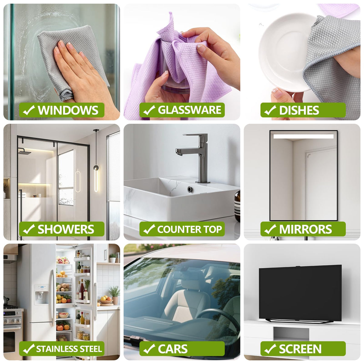 Magic Window Cleaning Cloth Fish Scale Streak Free Cloths – Pack of 6 Towels for Glass Mirrors Mix