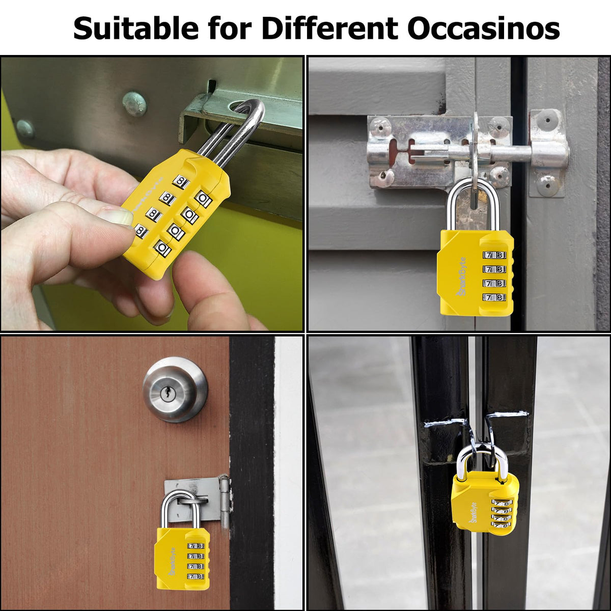 SharkByte Heavy Duty Combination Padlock – 4-Digit Weatherproof Outdoor Lock with Stainless Steel Shackle, Anti-Rust Resettable Code for Gym, School, Locker, Shed, Toolbox, Gate & Warehouse - Purple
