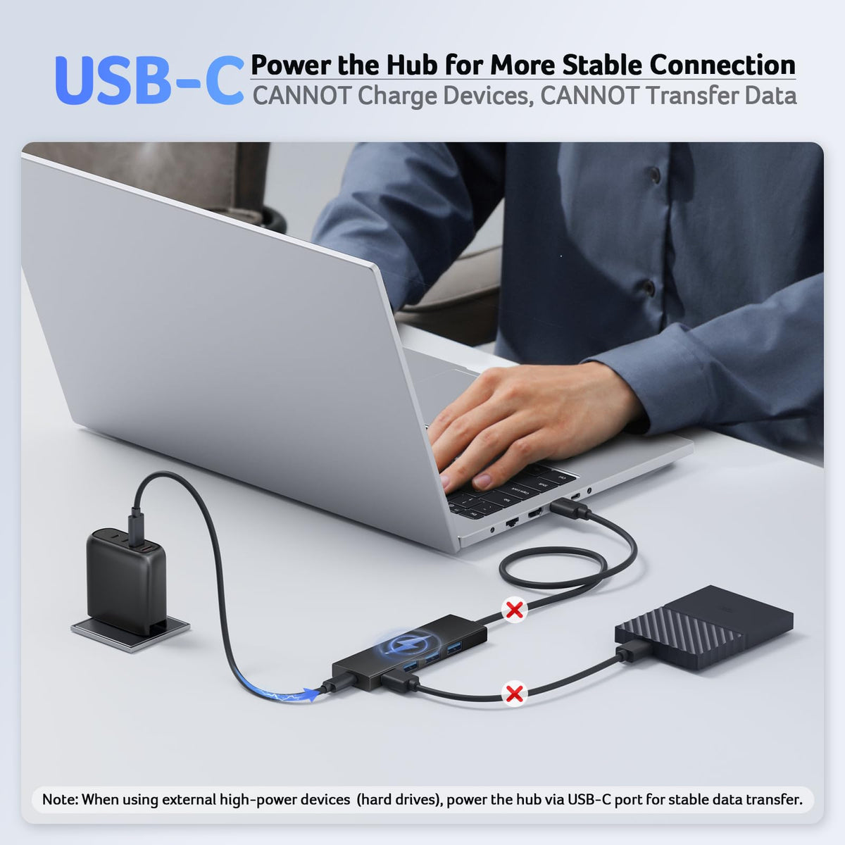 Acer USB Hub 3.0, Ultra Slim USB Adapter 4 Ports Splitter with Powered USBC