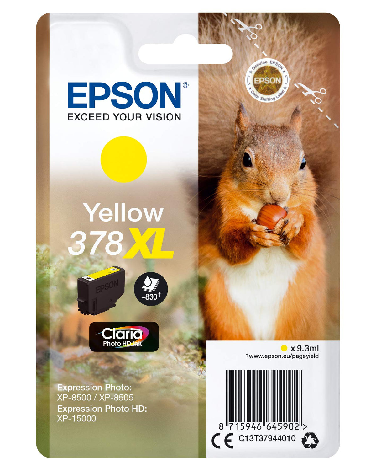 Epson 378 Black Squirrel Genuine, Claria Photo HD Ink Cartridge, Standard Capacity