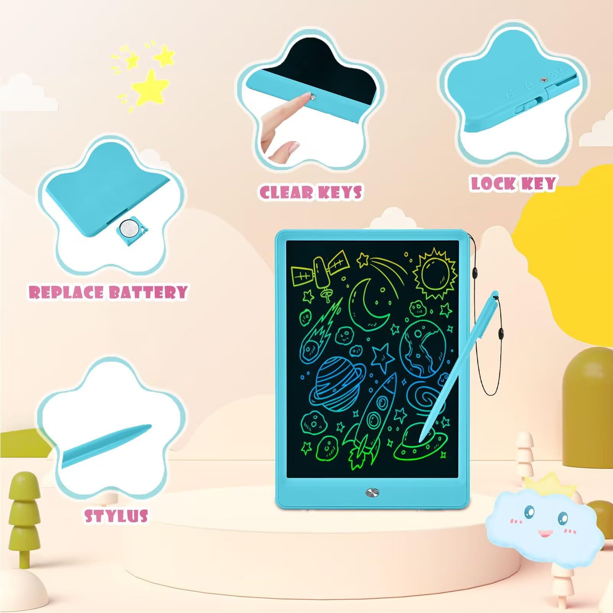 EooCoo Kids LCD Writing Tablet, Stocking Stuffers for Toddler, Travel Toys