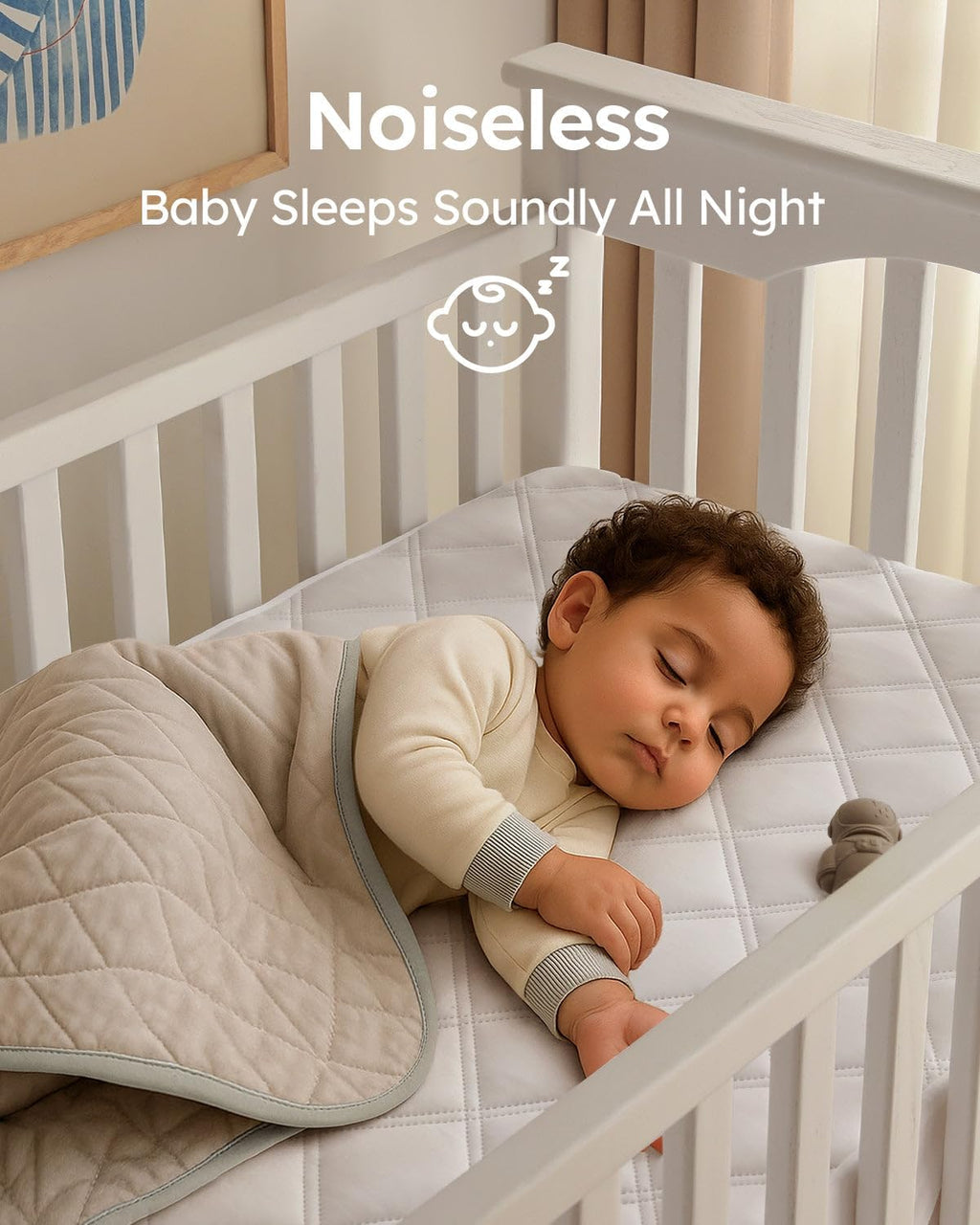 Yoofoss Waterproof Cot Bed Mattress Protector 120 x 60 cm Breathable Toddler Bed Mattress Protector Comfortable Noiseless White