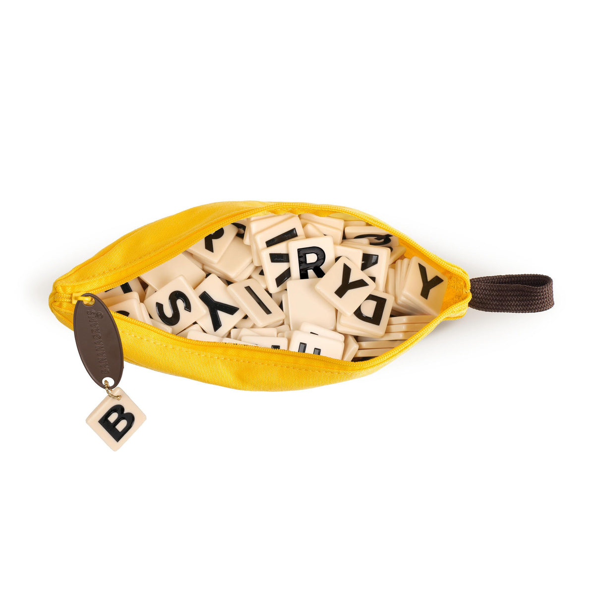 Bananagrams Classic Word Game, 144 Tiles in Banana Pouch, Travel Game