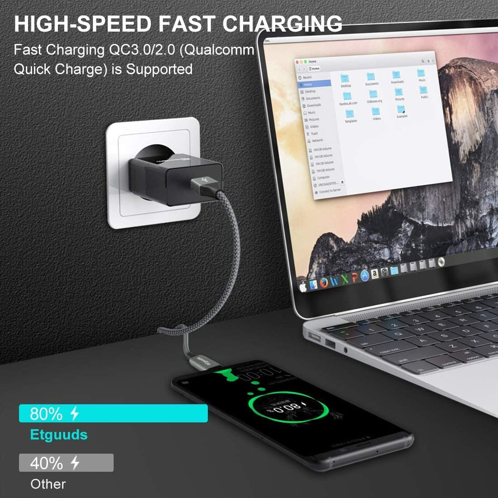 etguuds Extra Short USB C Cable 2Pack 0.15M, USB A to USB C Charger Cable
