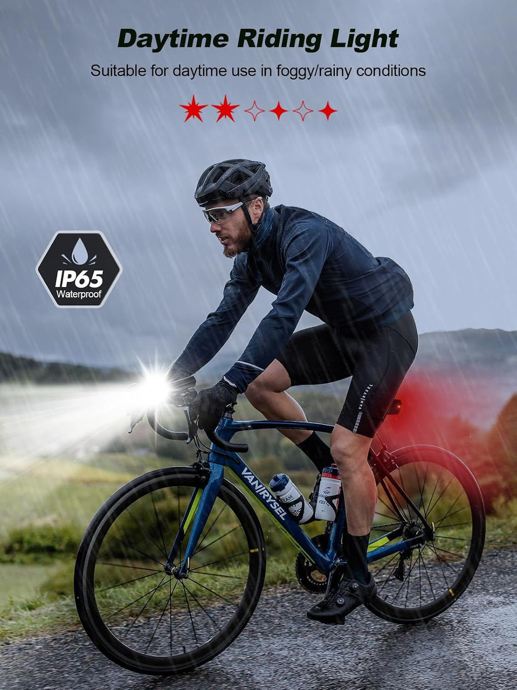 Glangeh Upgraded Bike Lights Super Bright, 4+6 Modes Rechargeable Bike Light Front and Back with Side LEDs, 360° Rotated Bicycle Light, IP65 Waterproof Cycle Brake Light for Day/Night Riding Safety