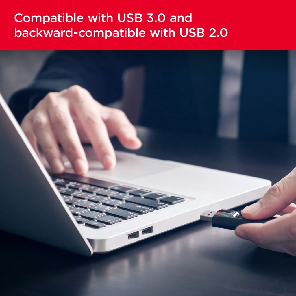 SANDISK Ultra 256GB, USB-A Flash Drive, Up to 100MB/s Read Speeds