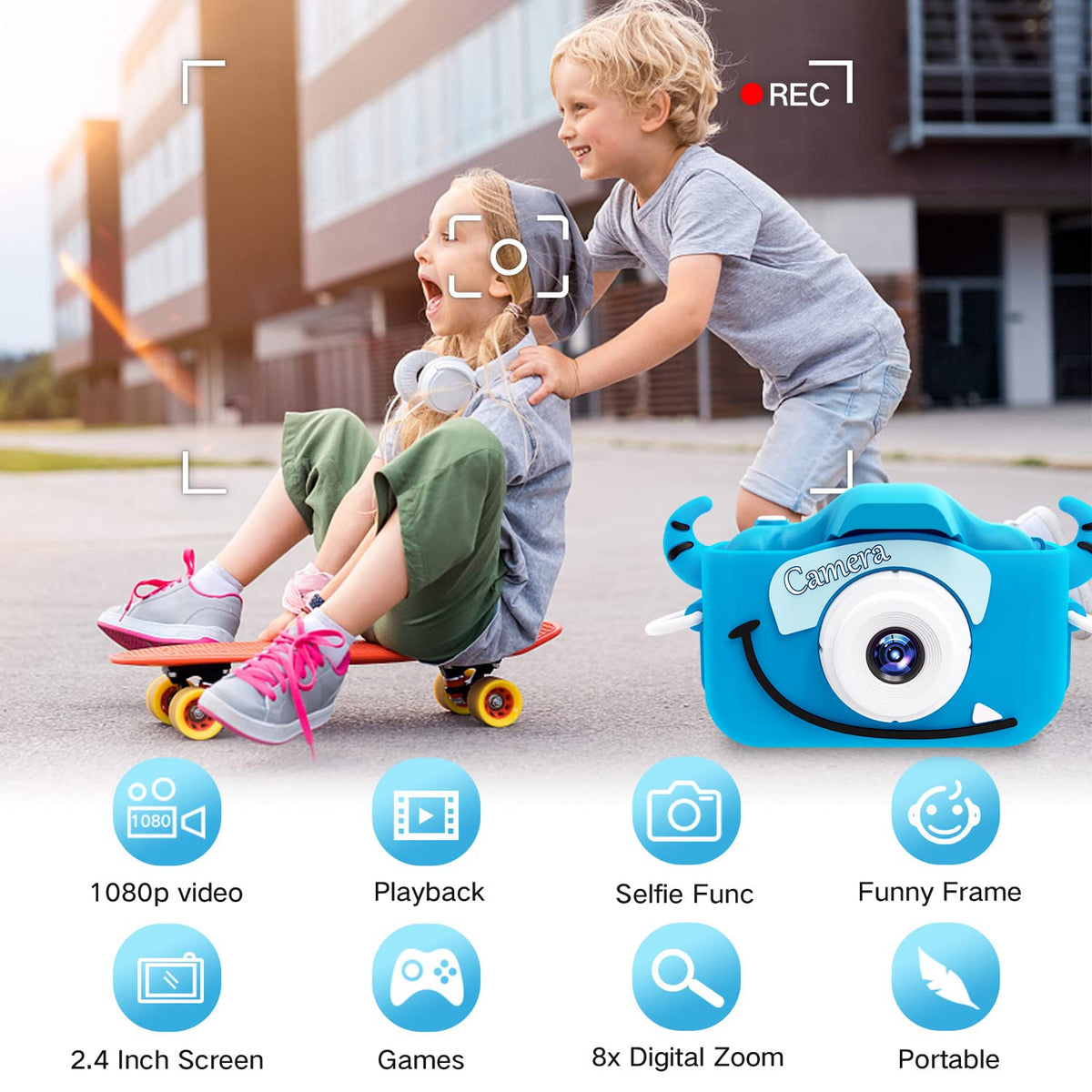 Goopow Kids Camera Toys for 3-8 Year Old Girls Boys,Children Digital Video Camcorder Camera with Cartoon Soft Cover, Best Chritmas Birthday Festival Gift for Kids