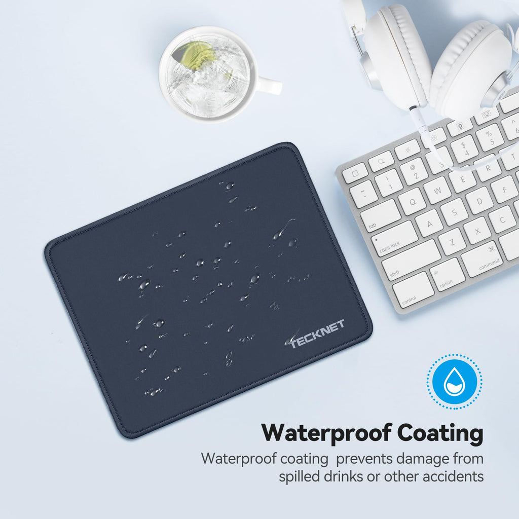 TECKNET Mouse Mat, 2 Packs with Stitched Edges, 270x210x3mm Mousepad