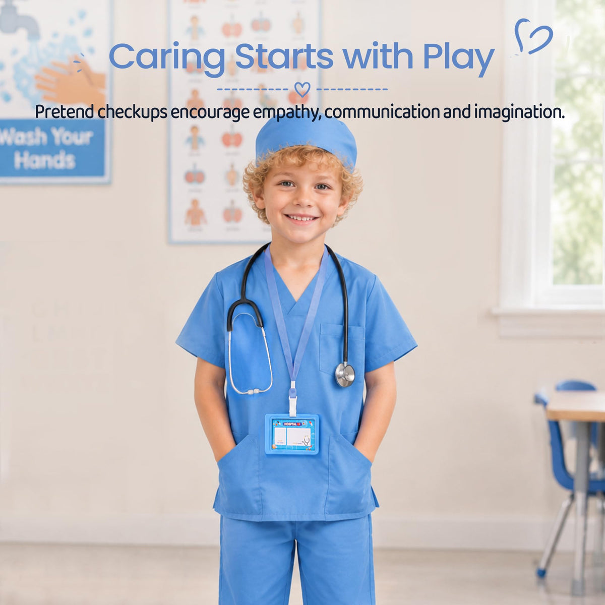Meland Doctor Costume for Kids 3-10, Pretend Play Career Dress Up with Bag