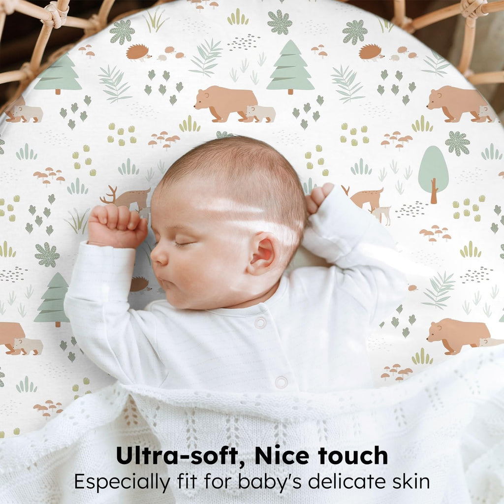 Next to Me Crib Sheets 85x51cm Fitted, 3 Pack Baby Cot Sheets, Ultral Soft & Silky Smooth Microfiber Bedside Crib Fitted Sheets Pink Rainbow