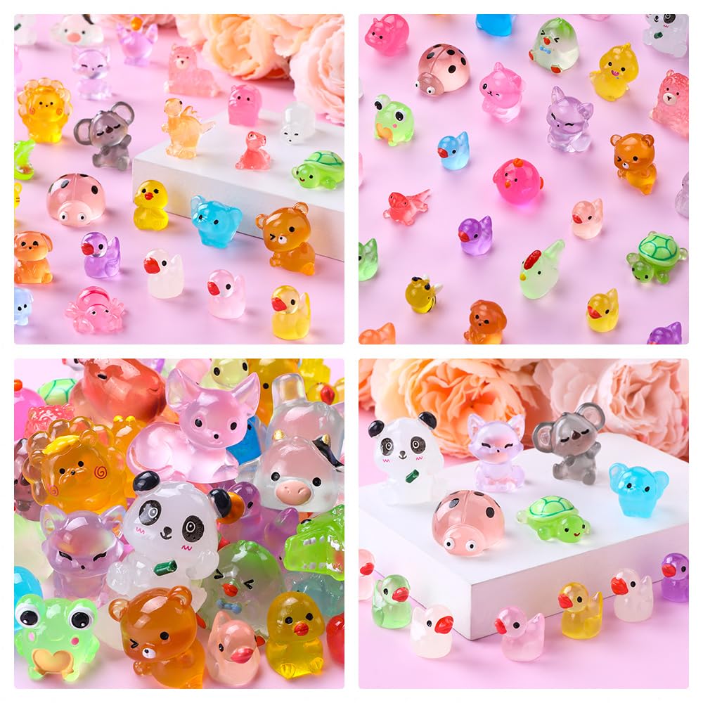DIYDEC 24pcs Luminous Christmas Mini Resin Tree Figures Toys