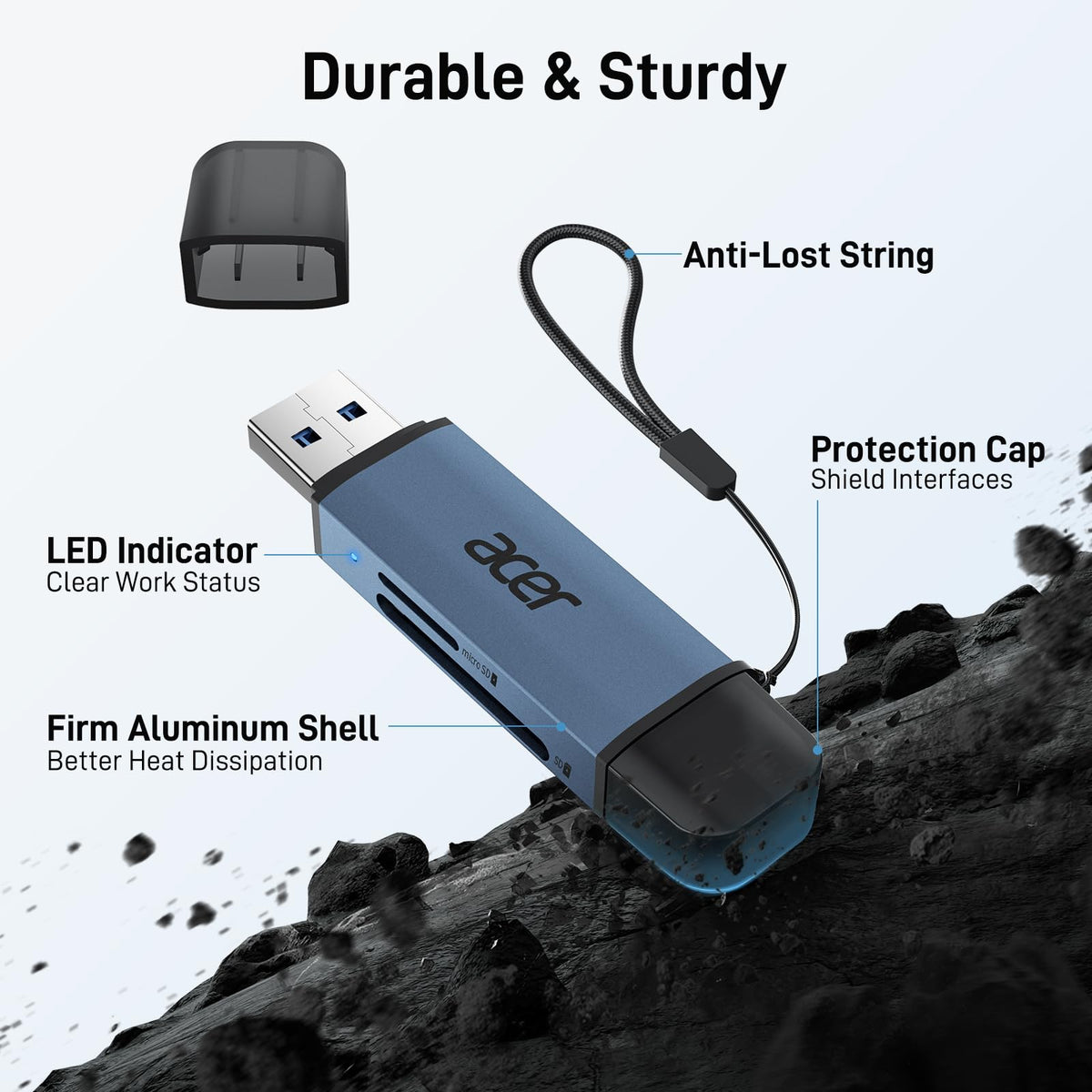 Acer SD Card Reader, USB C & USB 3.0 Memory Card Reader Adapter
