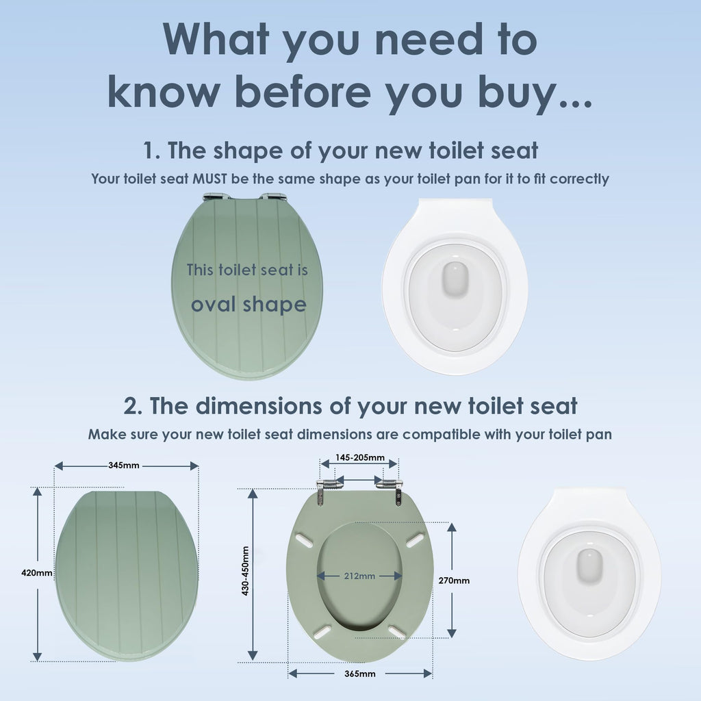 AQUALONA® Luxury Grey Oak Effect Toilet Seat - Soft Close MDF Moulded Wood Seat with Quick Release Button and Durable Hinges - Comfortable, Easy to Clean and Install with Universal Fittings