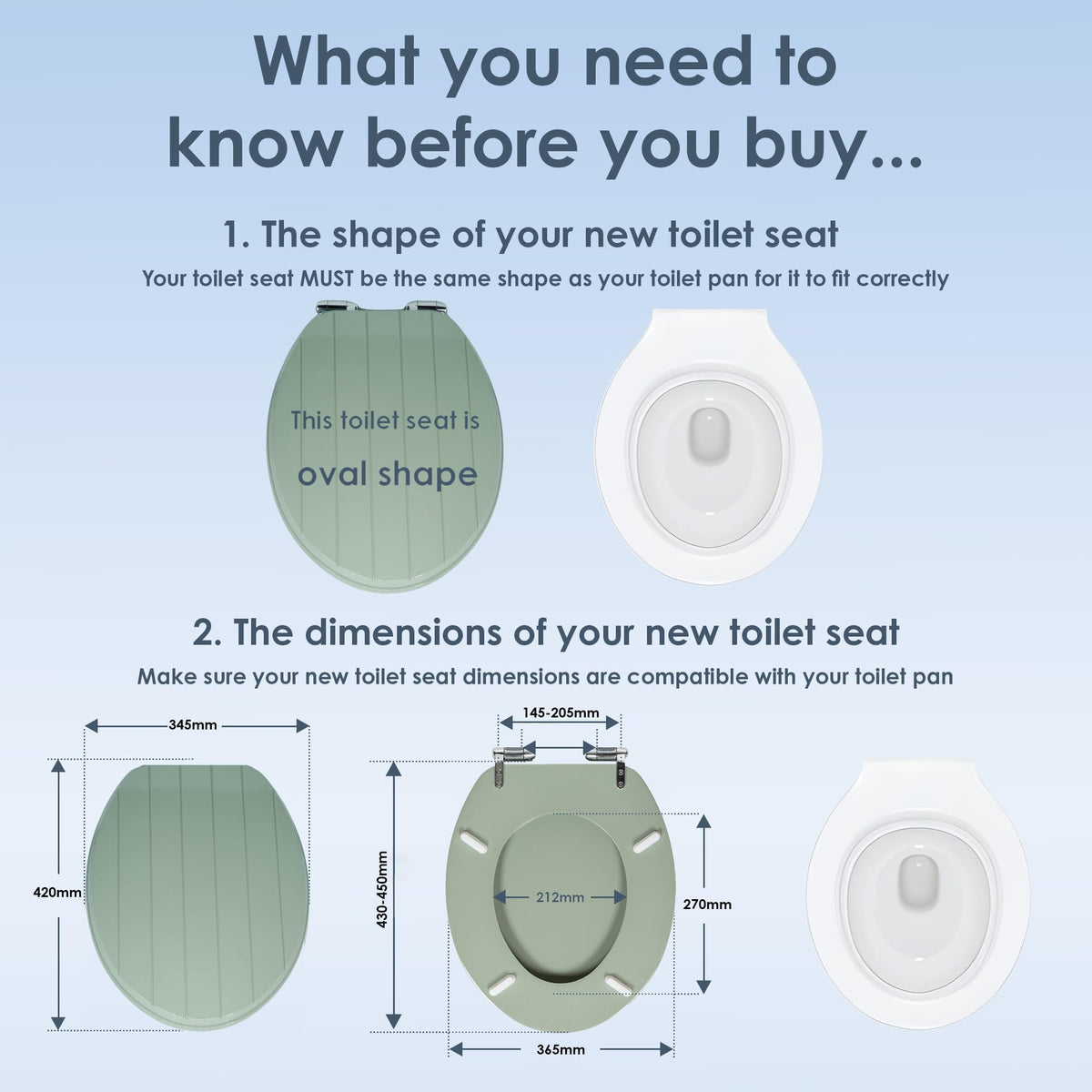 AQUALONA® Luxury Grey Oak Effect Toilet Seat - Soft Close MDF Moulded Wood Seat with Quick Release Button and Durable Hinges - Comfortable, Easy to Clean and Install with Universal Fittings