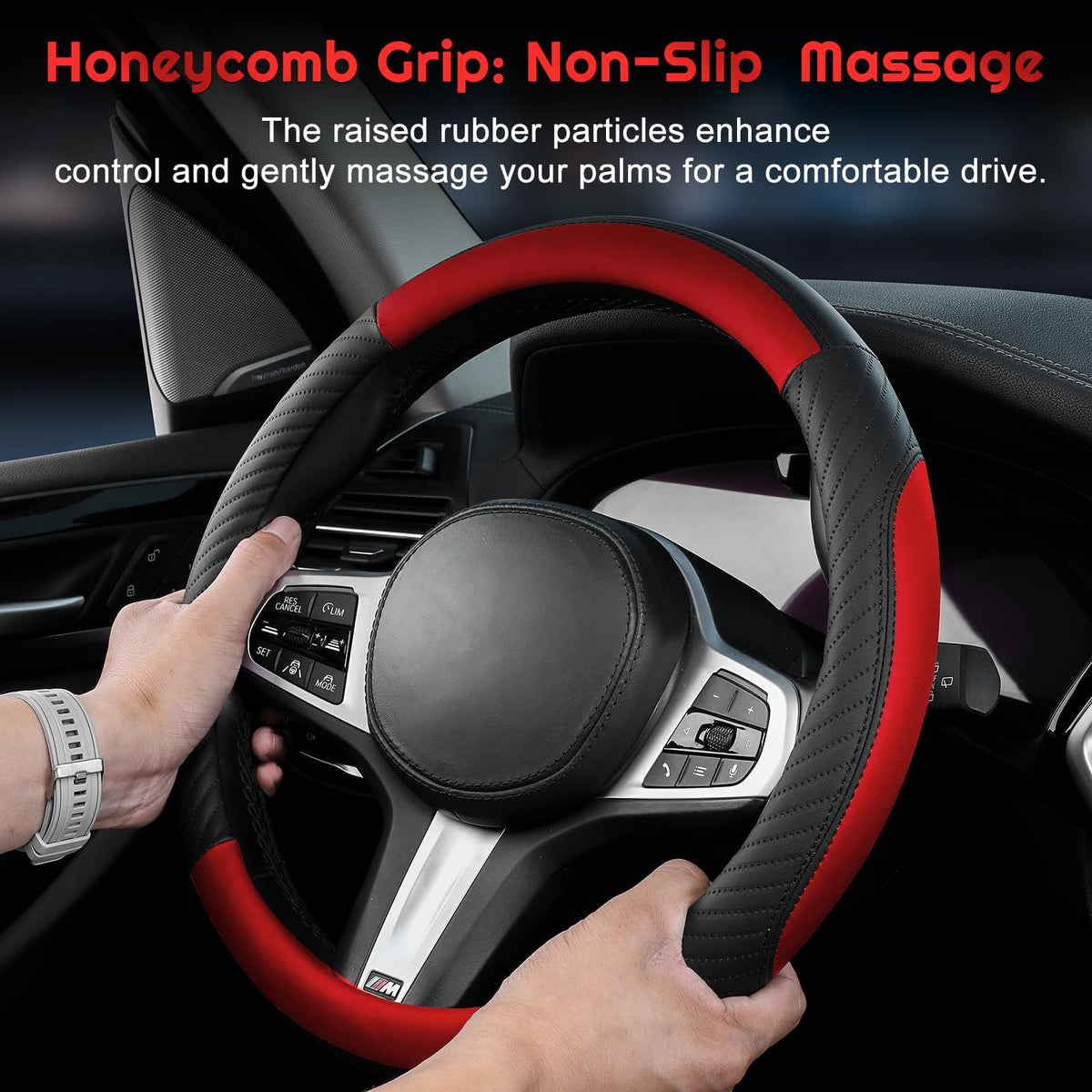 Universal Car Steering Wheel Cover Leather 37-38 cm Soft Microfiber - Gray