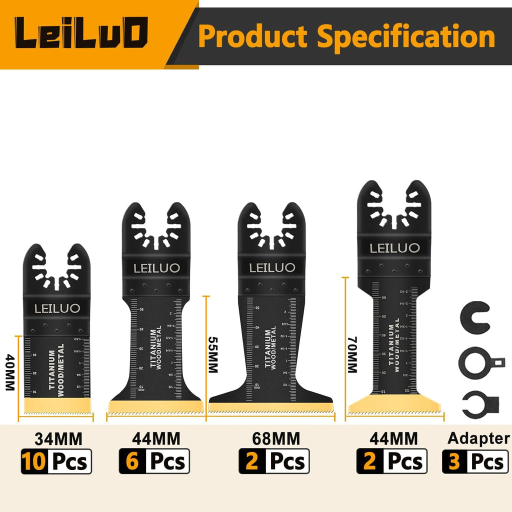 LEILUO 32Pcs Oscillating Tool Blades Wood Metal Multitool Blades Set