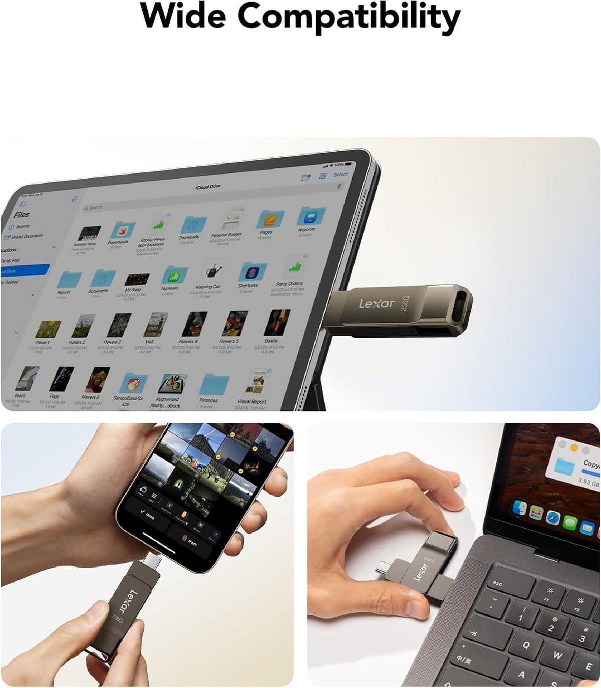 Lexar D40E 256GB Dual Usb Stick Type-C Jump Drive, Titanium Grey