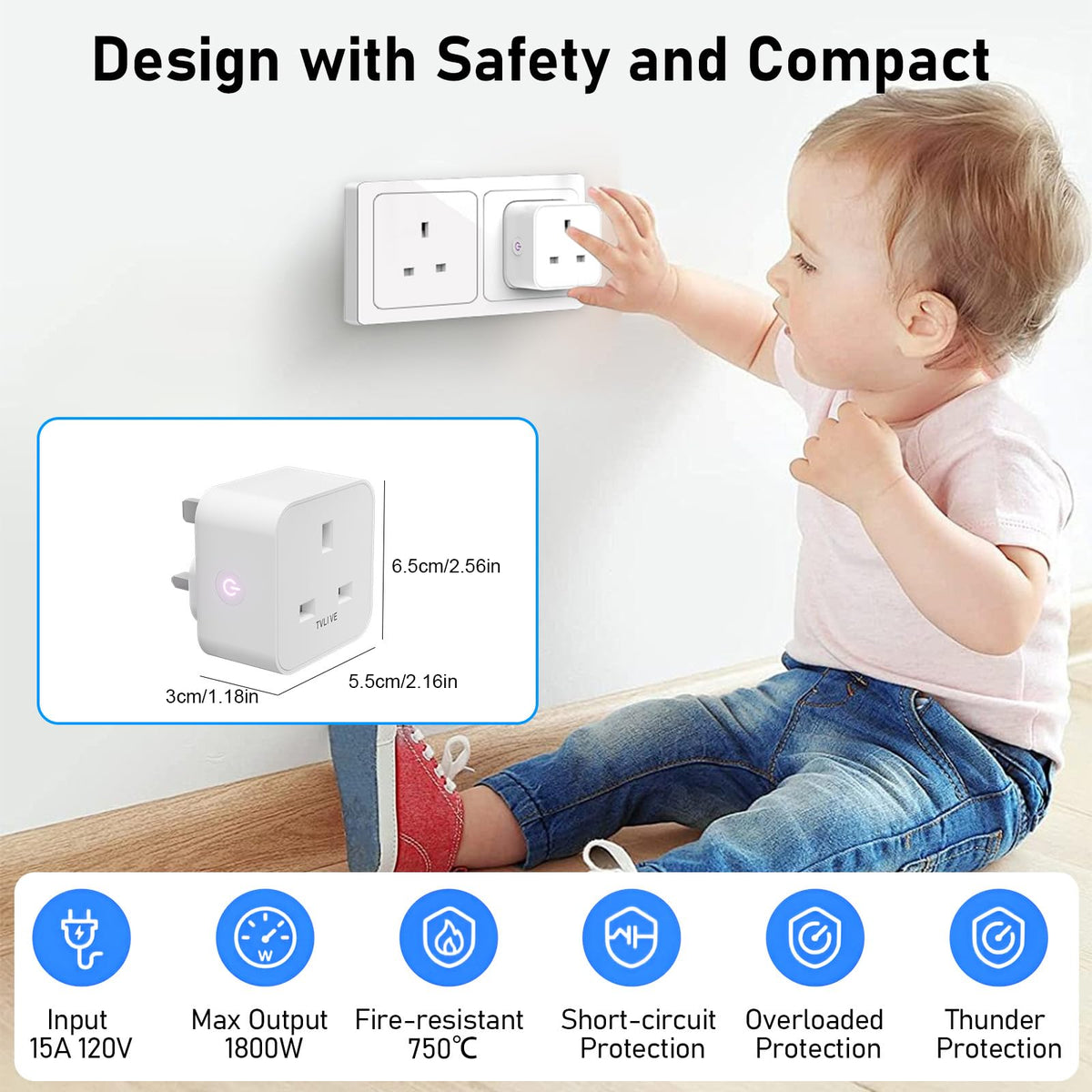 Smart Plug, TVLIVE 4 Pack Smart Plugs Work that with Alexa (Echo/Echo Dot), Google Home Voice Control, Energy Monitoring, Remote Control, Timer & Schedule Function, Device Sharing, Wifi Plug Socket UK