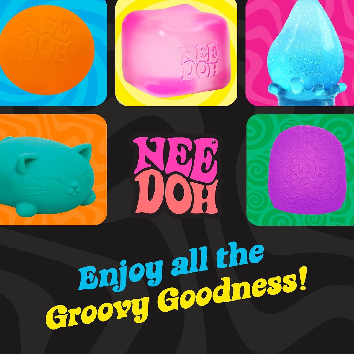 Schylling Super NeeDoh Fuzzball Stress Ball Fidget Toy - Huge 4.5" in Diameter - Jumbo Squishy Squeezy Fun - Colors Assorted (1 Per Pack)