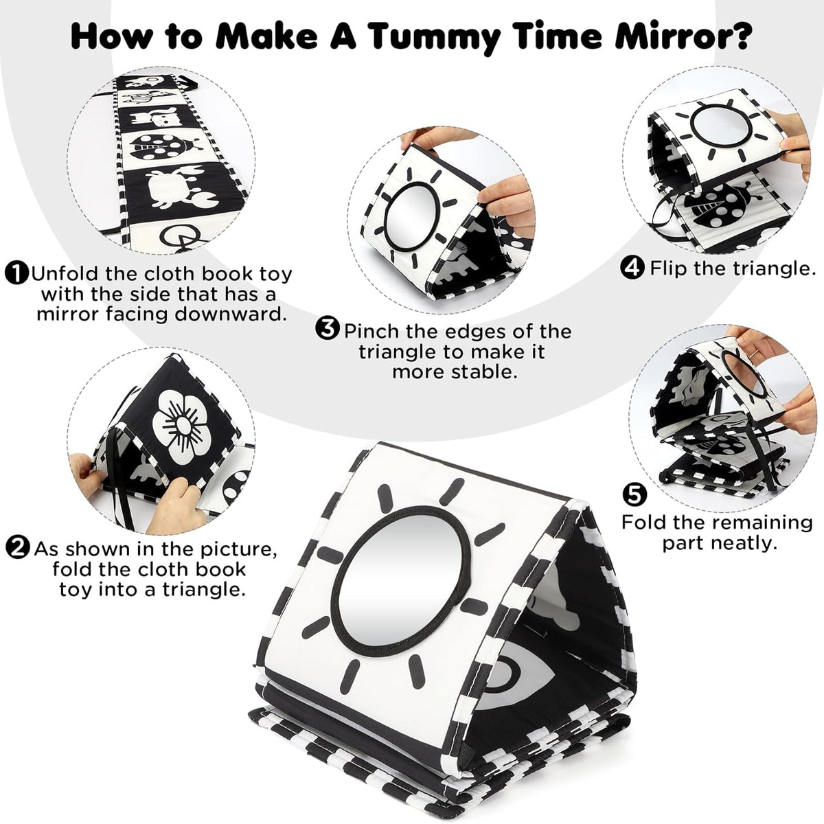 URMYWO Black and White Tummy Time High Contrast Newborn Toys 0-3 Months, Soft Baby Book, Visual Stimulation Montessori Sensory Infant Toys 0-6-12 Months, Shower Gift for Boys Girls