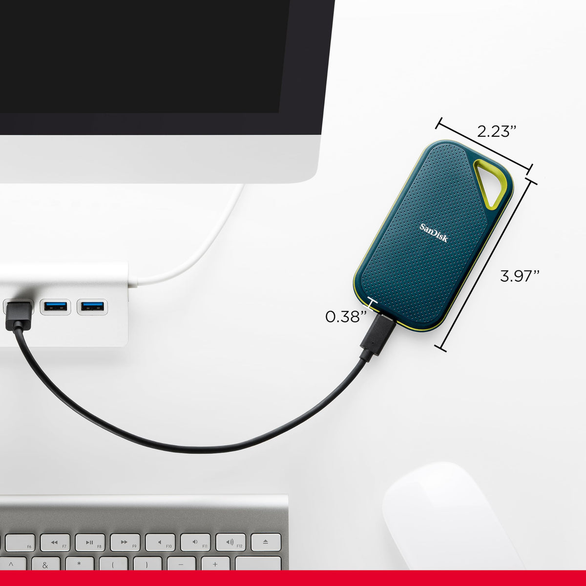 SanDisk Extreme Portable SSD 8TB, up to 1050MB/s Read and 1000MB/s Write Speeds, IP65 Rated Water Resistance, Durable Drive with Hardware Carabiner, Monterey