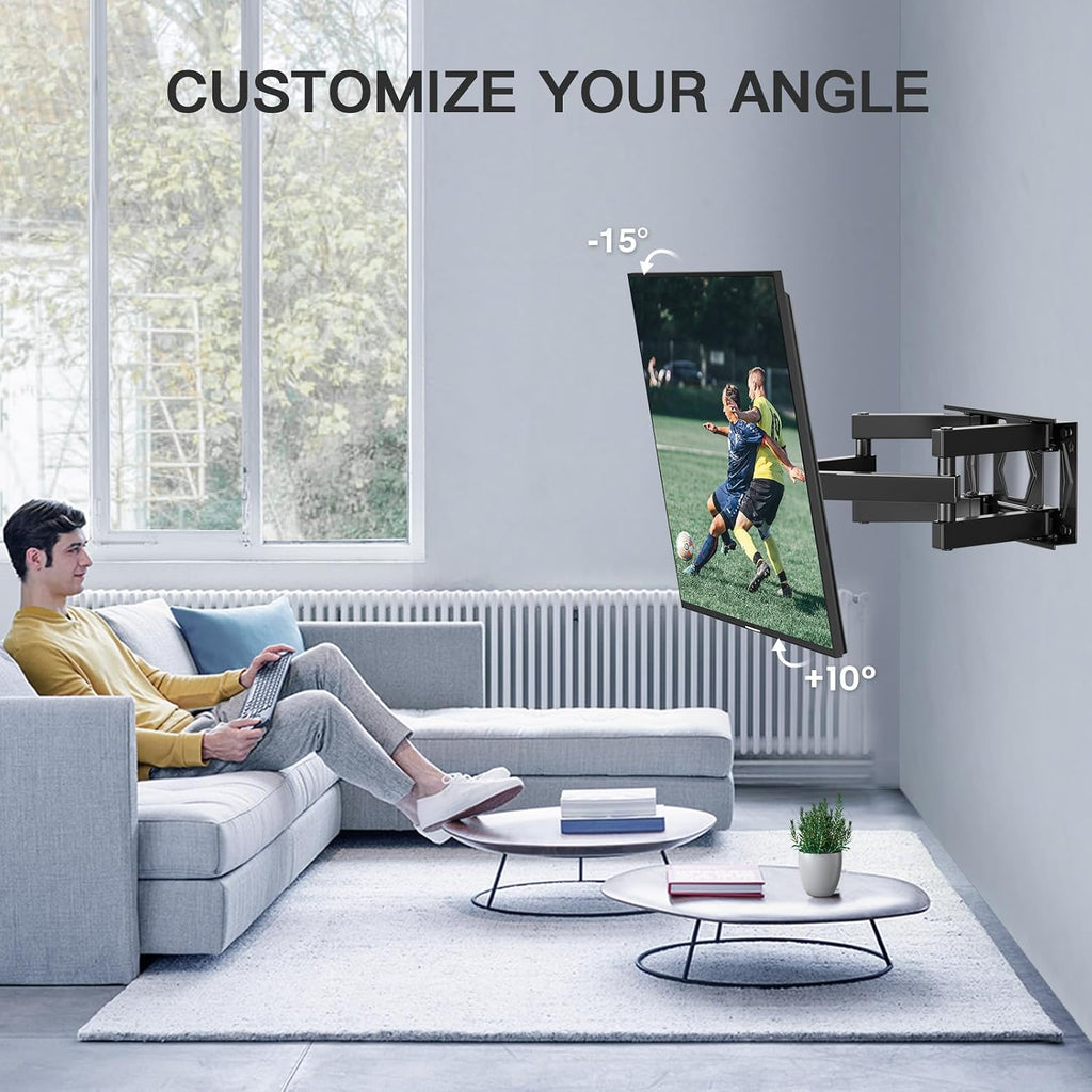 PERLESMITH TV Wall Bracket, Swivel Tilt Wall Mount for 26-70 Inch Flat & Curved TVs up to 45kg, Max. VESA 400x400mm