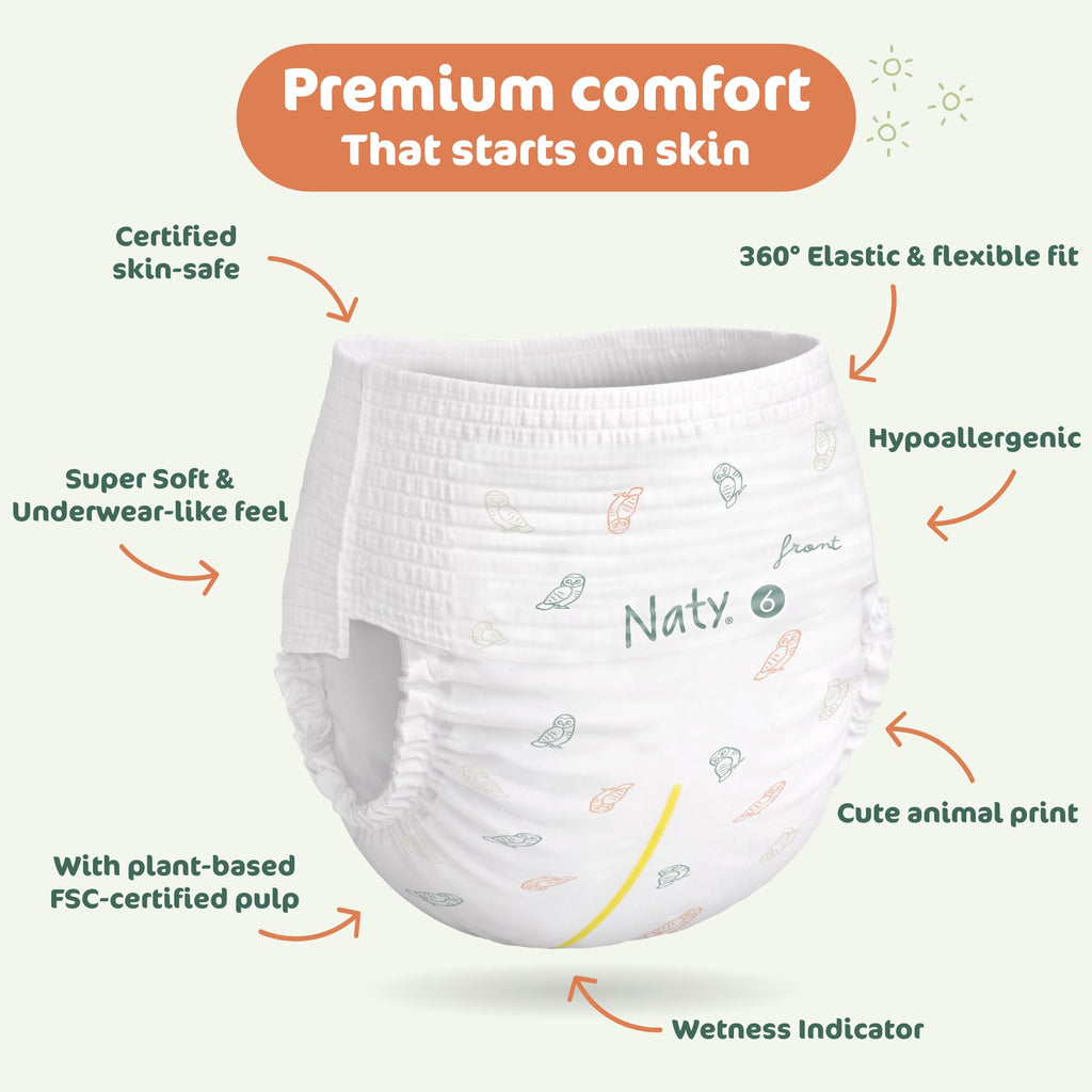 Naty FreeMovers Nappy Pants, Size 6 (16+kg), 18 Count