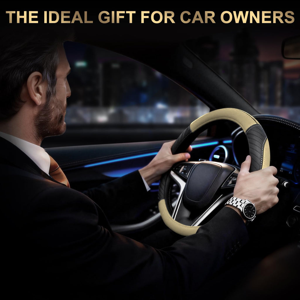 Universal Car Steering Wheel Cover Leather 37-38 cm Soft Microfiber - Gray