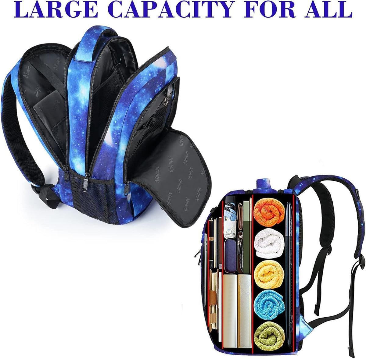 MATEIN Travel Laptop Backpack, Work Bag Lightweight Laptop Bag, Black Blue