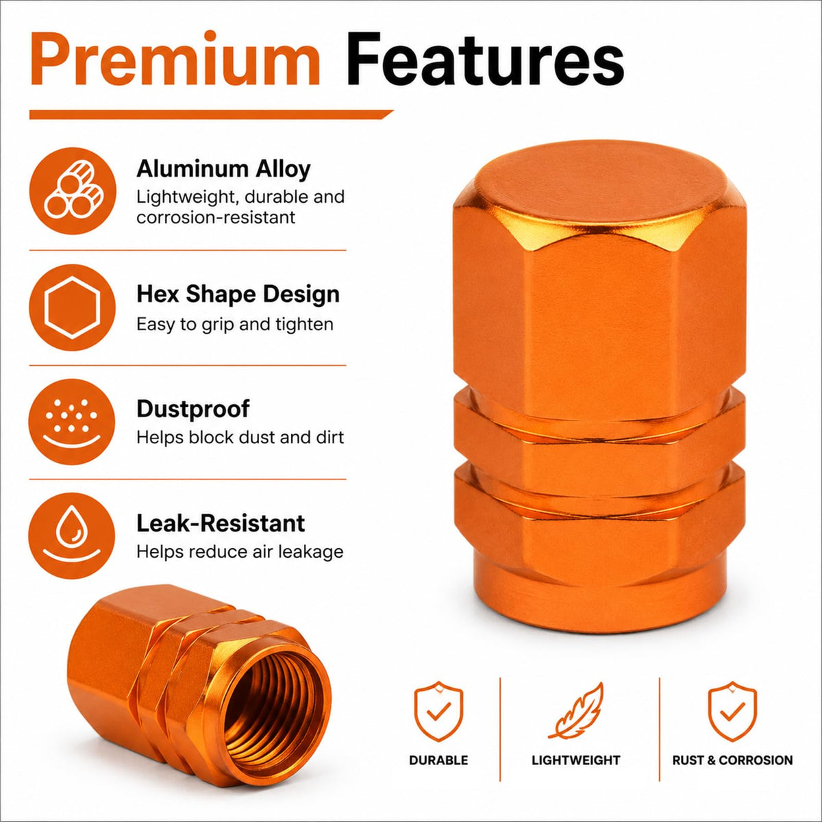 Aluminum Tire Valve Caps,8 Pcs Dustproof Stem Covers