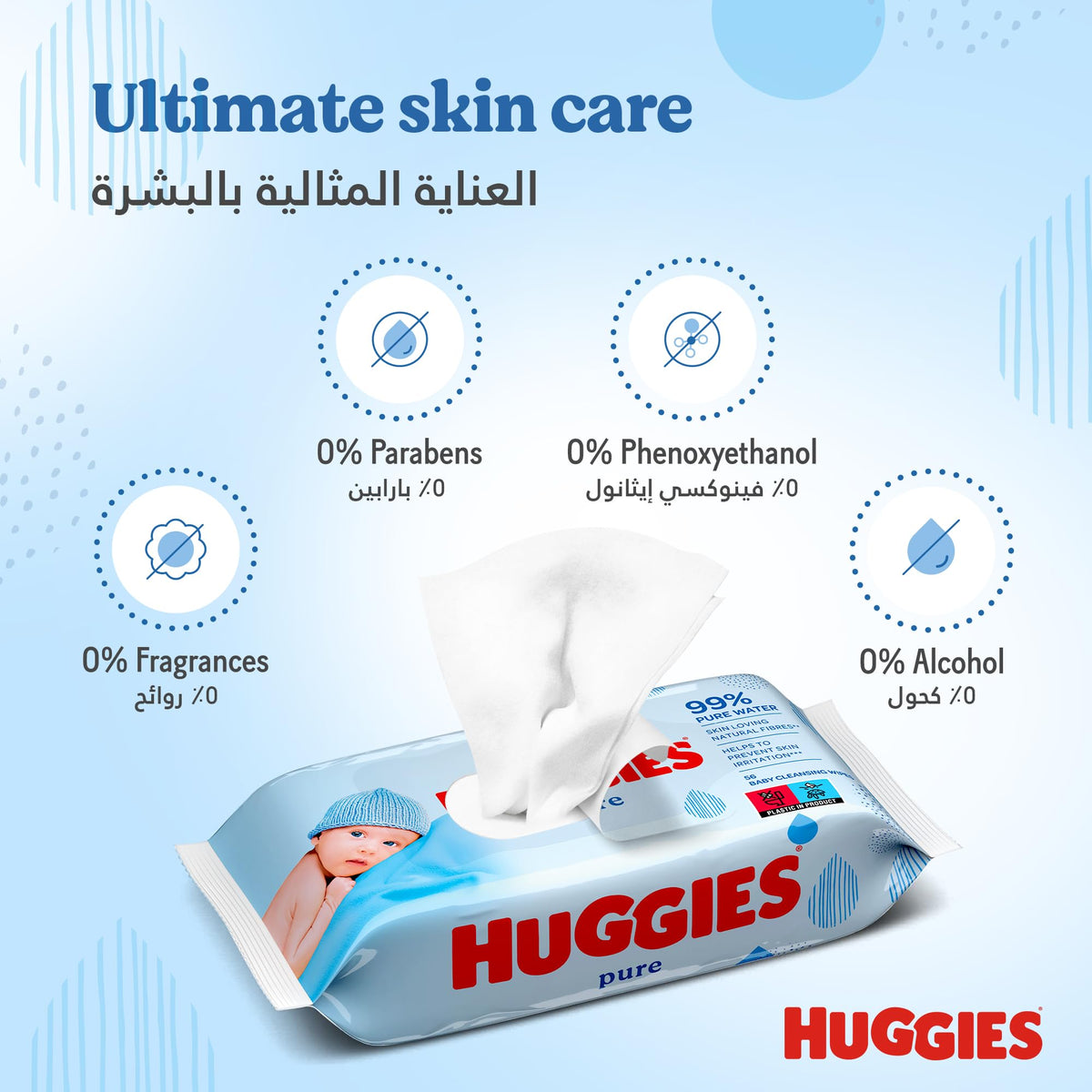 Huggies Pure Plastic Free Baby Wipes - Pack of 18 (864 Wipes) - 99% Water Wet Wipes, Fragrance Free, Hypoallergenic, Better Cleaning, Soft and Gentle on Babies' Delicate Skin