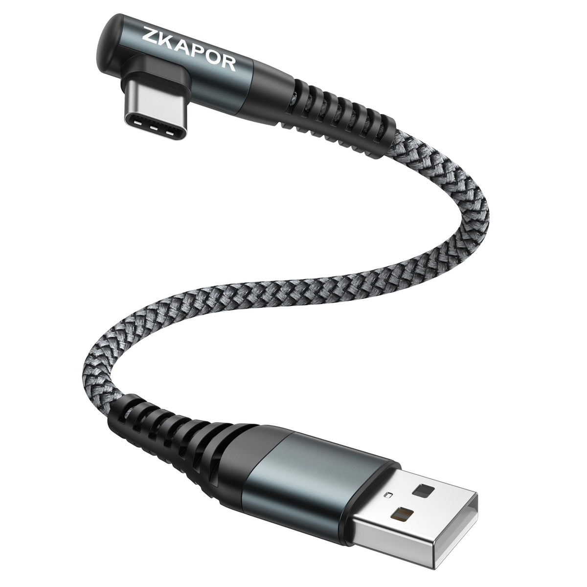 ZKAPOR Short USB C Cable 30CM USB C Charger Cable Right Angle Fast Charging