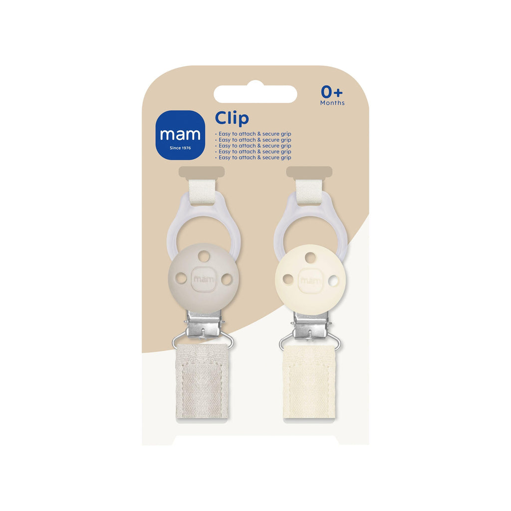 MAM Dummy Clip, 2 Pack, Plain Pink (Dummies Not Included)