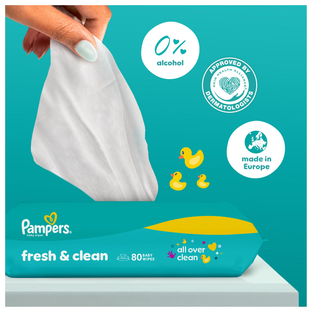 Pampers Fresh Clean Baby Wipes, 780 Count
