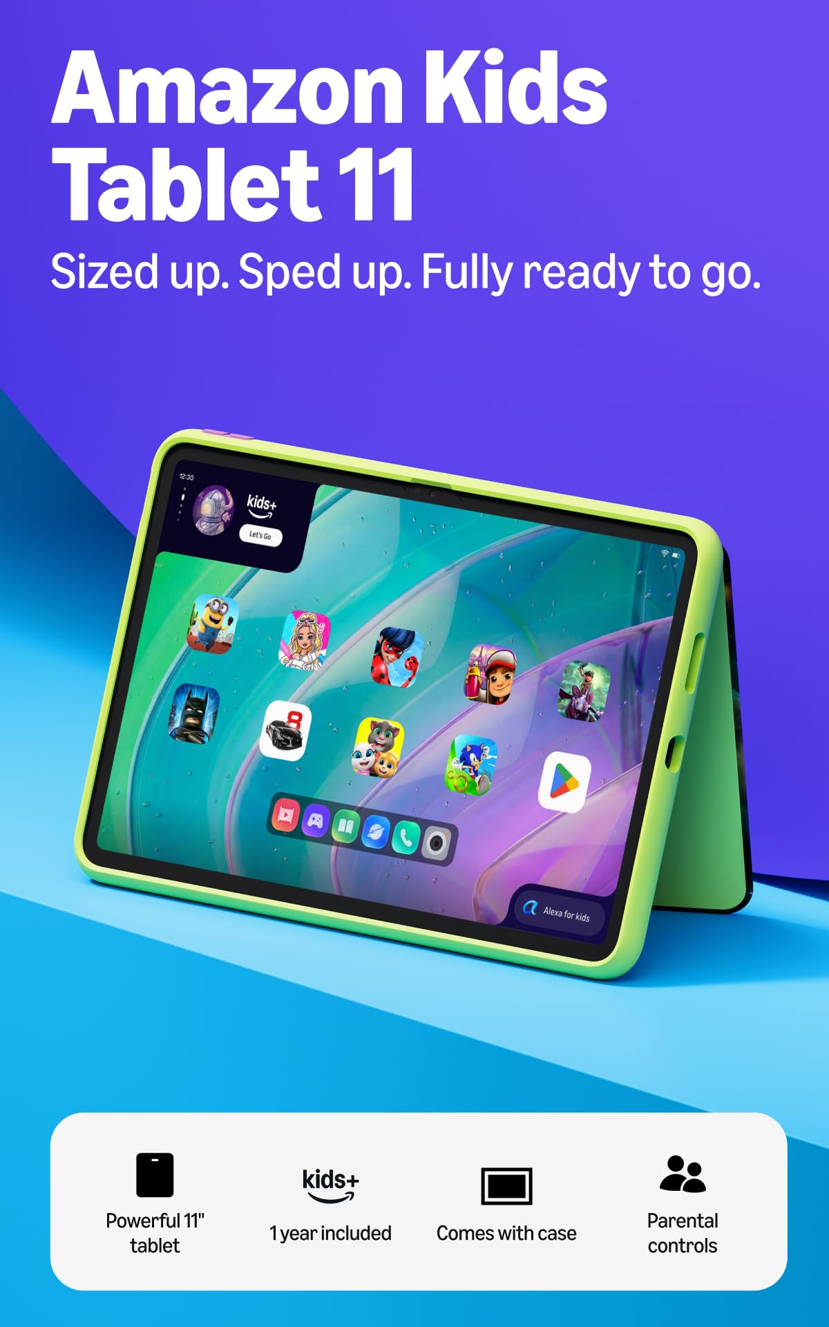 Amazon Kids Tablet 11 (newest gen) ages 6+, 11" 2.5K display, all-day battery, plus 1 year of Kids+ with videos, apps, games and books, slim hard case included (SpongeBob and Patrick)