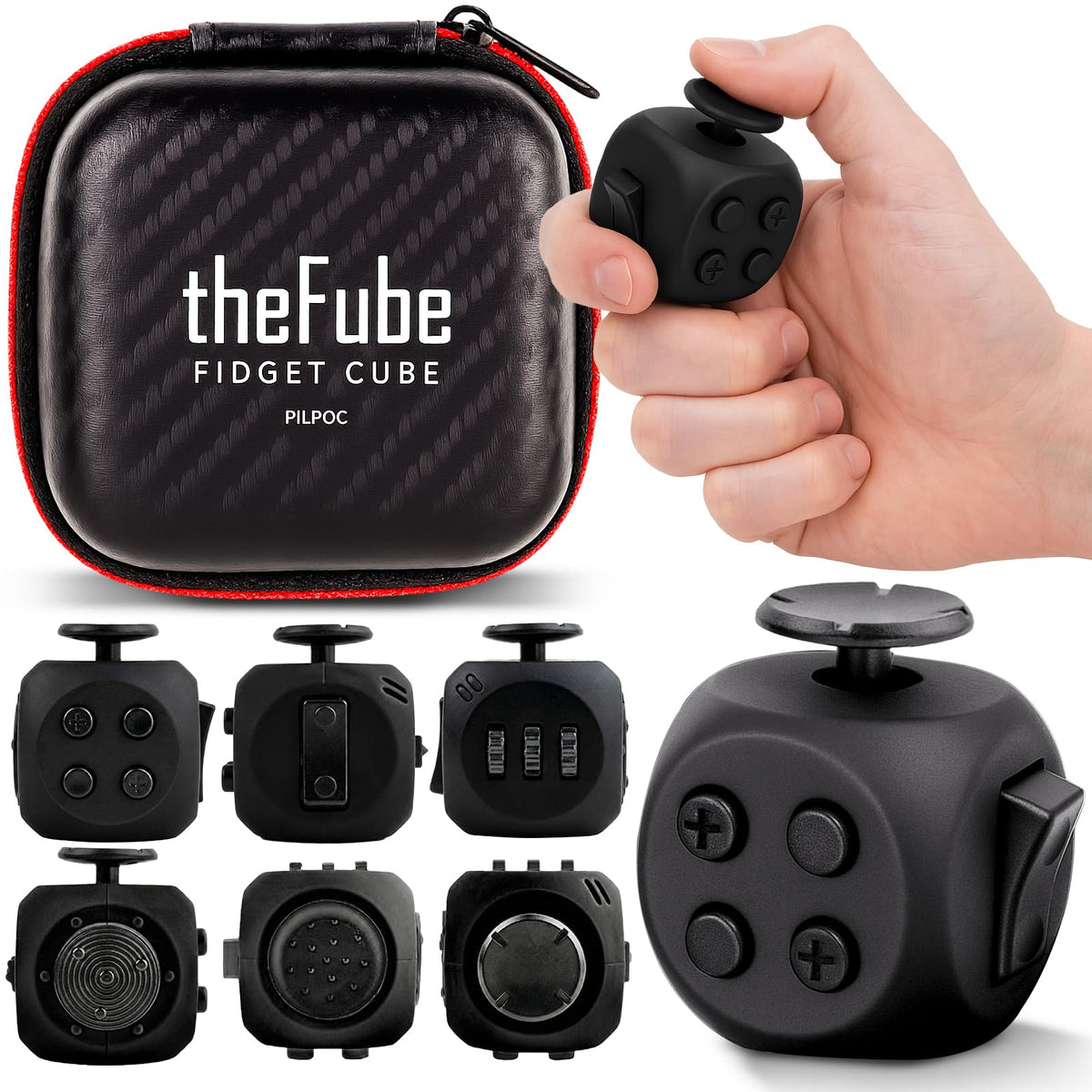 PILPOC theFube Fidget Cube Handy Anxiety Toys for Kids and Adults (Black)